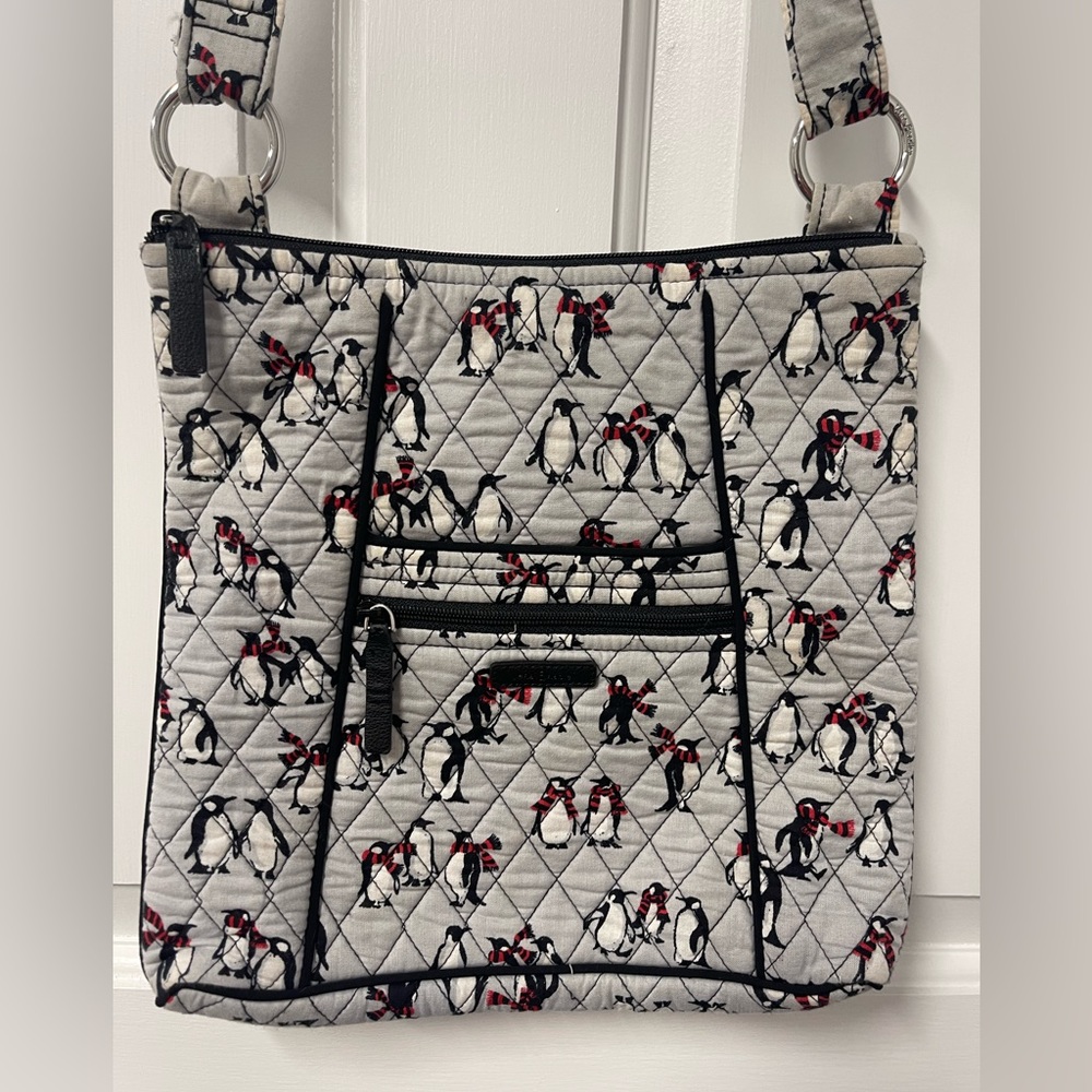 Excellent used condition Vera Bradley gray crossbody with penguin print